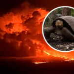 La Cumbre volcano eruption in the Galapagos