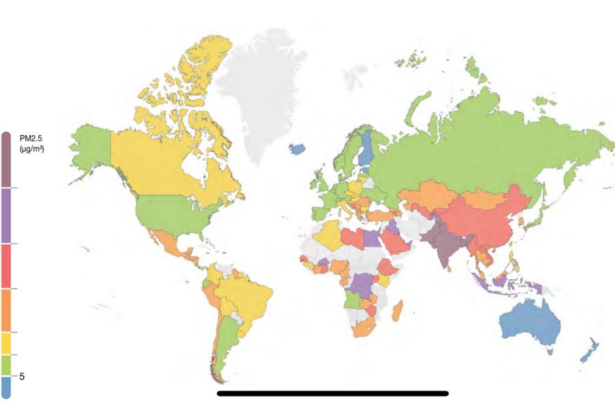 air pollution world map