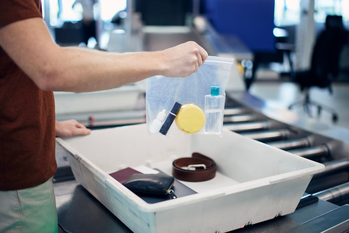 Airport security check before flight