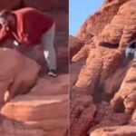 vandals caught destroying ancient rock formations