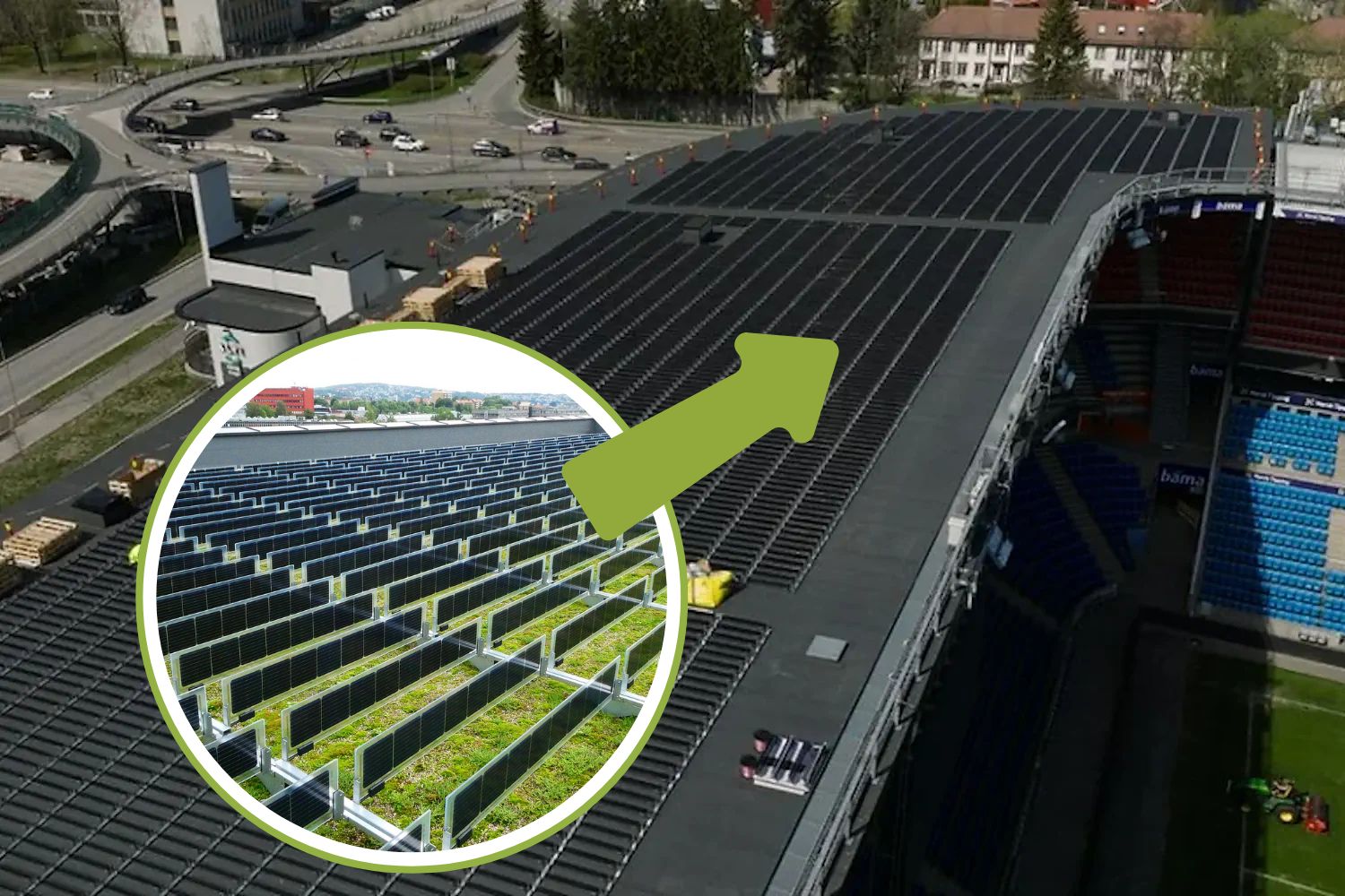 Norwegian stadium with photovoltaic roof