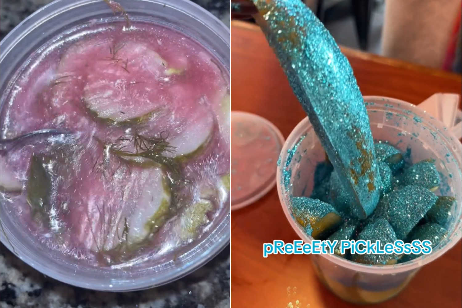 Glitter pickles, or "Glickles"