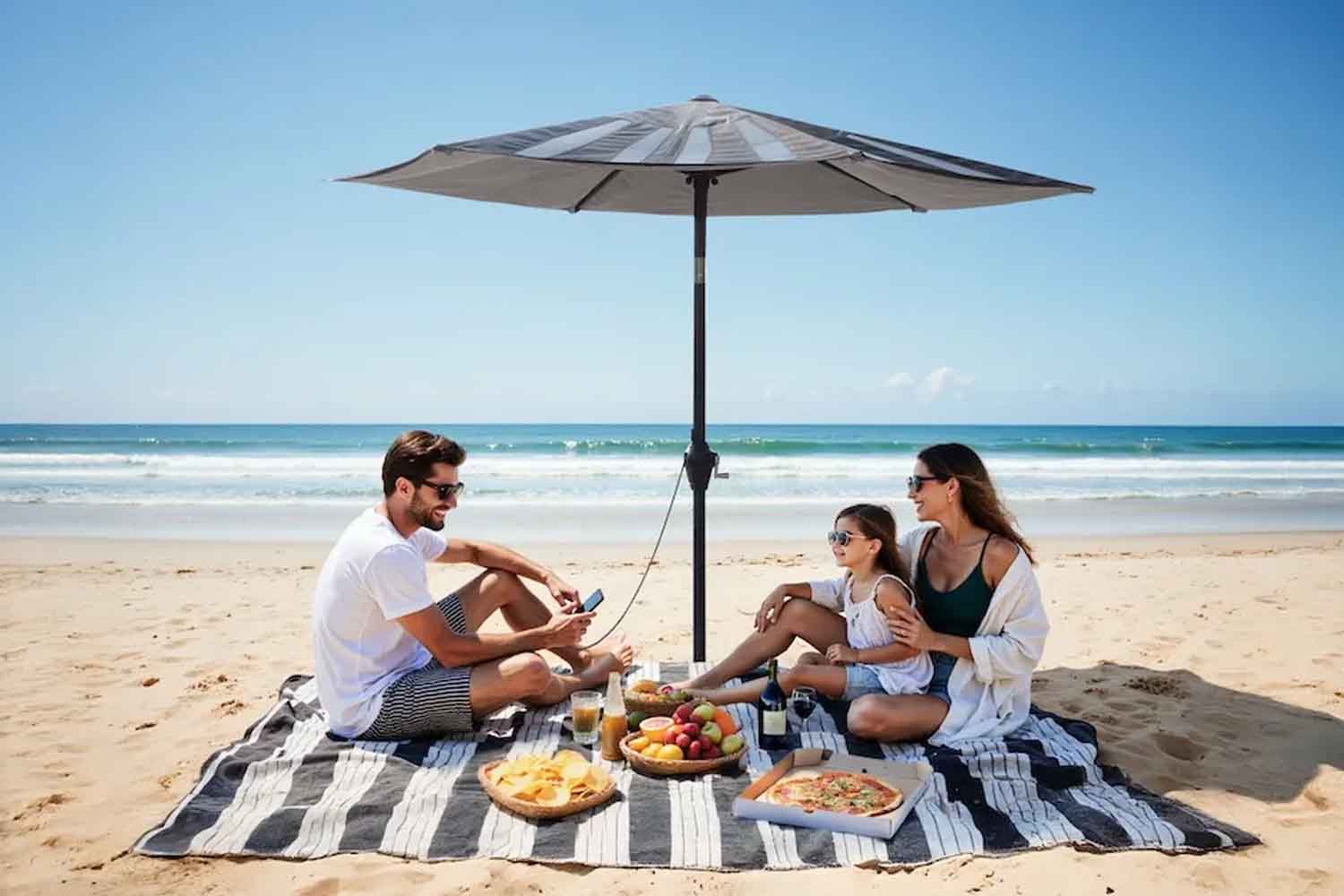 new solar beach umbrella